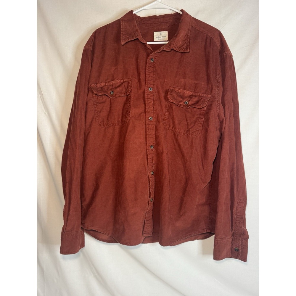 Mutual Weave Men's XL Gray Solid Long Sleeve Button-Up Woven Shirt Pockets